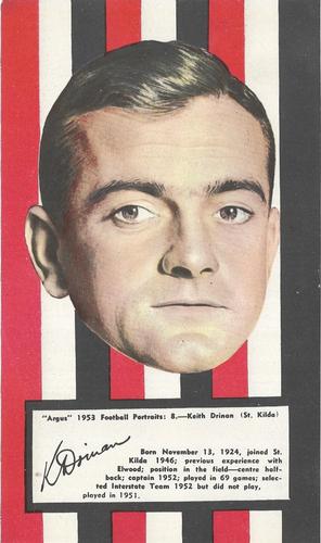 1953 Argus Football Portraits #8 Keith Drinan Front